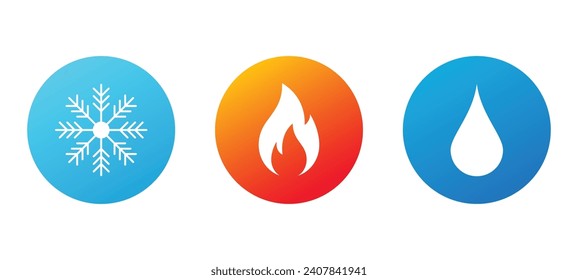 Water, Fire and cold vector icon on white background