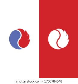 water and fire, cool and hot logo icon vector eps