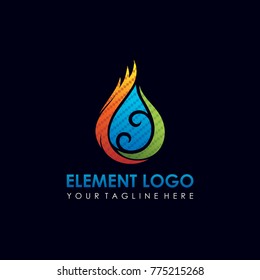 Water and Fire Element Logo Design. Vector Illustrator Eps. 10