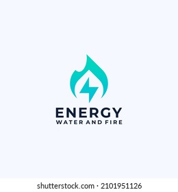 water and fire energy logo icon