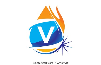Water Fire Flame Gas Oil Initial V