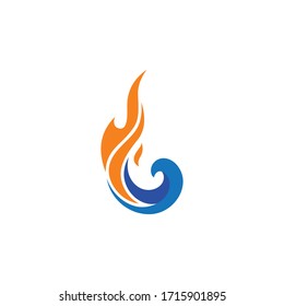 Water & Fire Flame Logo design vector template drop silhouette. Creative Droplet Burn Elegant Bonfire Logotype Fire Logo concept icon