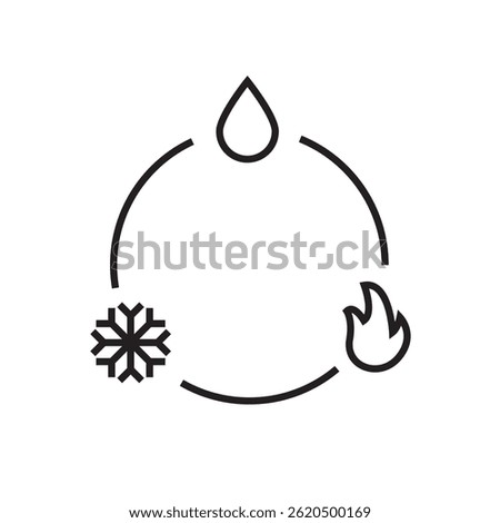 water fire ice circle icon editable outline stroke vector eps