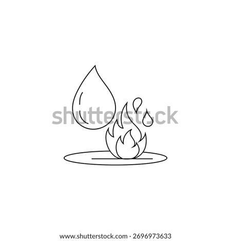 Water fire icon. Contrast element symbol. Nature balance vector. Opposite force graphic.