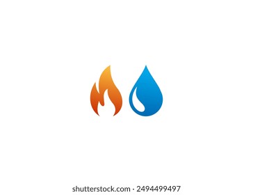 Icono de agua y fuego Icono de Vector, llama e icono de agua