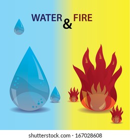 water and fire icons eps10