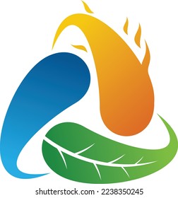 water fire leaf vortex logo template