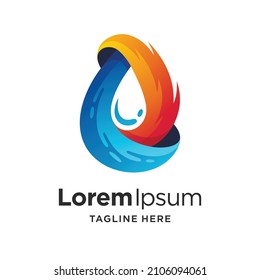 Water and Fire Logo with Colorful Style