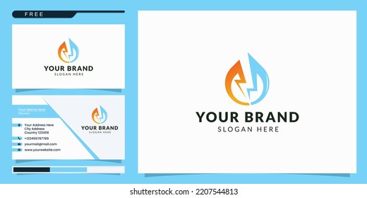 Water And Fire Logo. Logo Design And Business Card