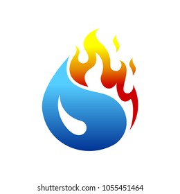 water fire logo, Hot water drop logo template - Vector
