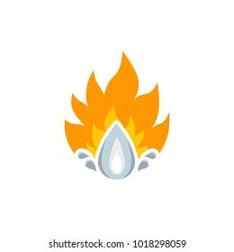 Water Fire Logo Icon Design