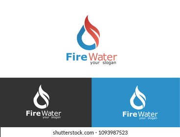 Water And Fire Logo. Plumbing Logo Vector.