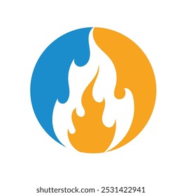 Símbolo de logotipo de água e fogo