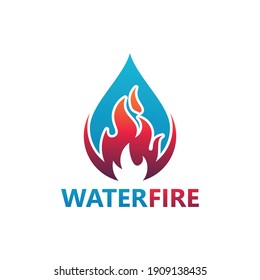 Water Fire Logo Template Design