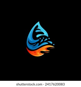 Water And Fire Logo Vector