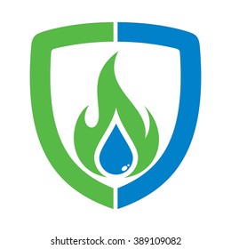 water and fire logo vector.
