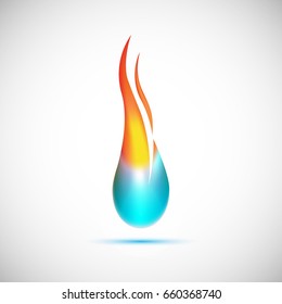 Water and fire mixed, harmony of hot and cold symbol.