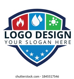 Water, Fire And Mold Logo Design