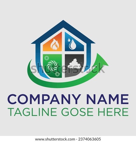 Water, Fire and Mold Logo Design, Orange grey blue symbol icon fire home window circle droplet bubble wave water design logo line art vector suitable for construction restoration owners company.