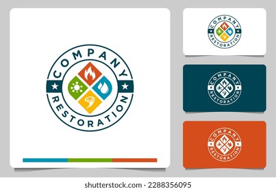 Dienstleistungen des Logos Design-Vorlage für Wasser, Feuer und alte Schilder