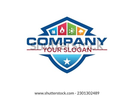 Water, Fire and Mold shield services Logo Design