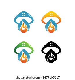 water fire mushroom logo vector