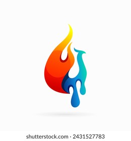 fuego de agua y logotipo de phoenix, logotipo de agua de fuego de phoenix