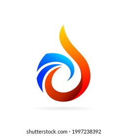 diseño del logotipo de los vectores de agua y fuego