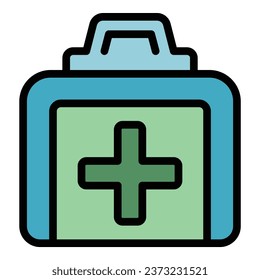 Water first aid kit icon outline vector. Safety jacket. Ocean equipment color flat