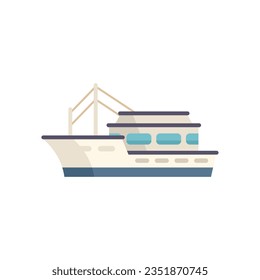 Water fish boat icon flat vector. Sea ship. Marine catch fish isolated