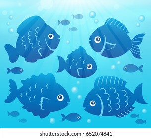 Water and fish silhouettes image 2 - eps10 vector illustration.