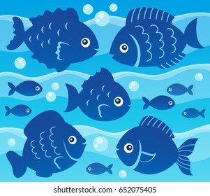 Water and fish silhouettes image 3 - eps10 vector illustration.