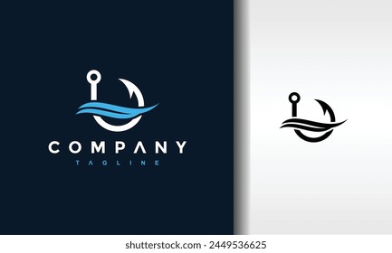 the water fishing hook logo