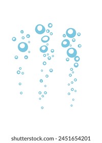 Water fizzing air bubbles stream vector illustration isolated on white background