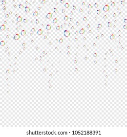 Water fizzing bubbles texture on transparent background. Vector illustration.