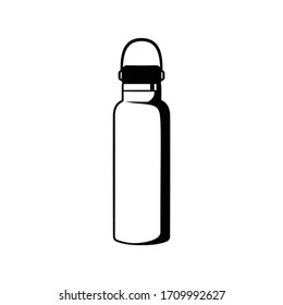 Water flask bottle flat vector icon design silhouette illustration.
