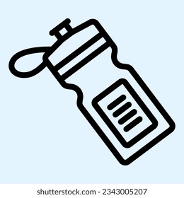 Water flask line icon. Plastic bottle for gym after running exercise. Sport vector design concept, outline style pictogram on white use for and app. Eps 10.