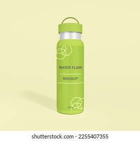 Water flask product mockup, sports drink, drink water bottle