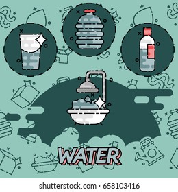 Water flat concept icons