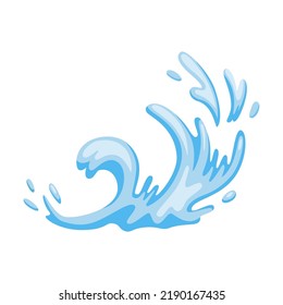 Water flat icon. Vector illustration of sea waves, fountain spray, wet surface, drop shapes. Water symbol elements for creative design