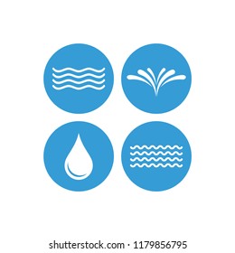 Water flat vector icons set. Waves, drop, splash, water spray flat vector icons