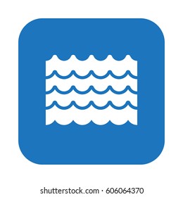 Water, flood flat icon, filled vector sign, colorful pictogram on rounded square button isolated on white. Symbol, logo illustration. Flat design, pixel perfect