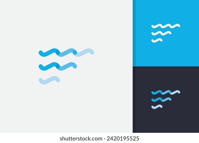 water flow letter f logo design vector template