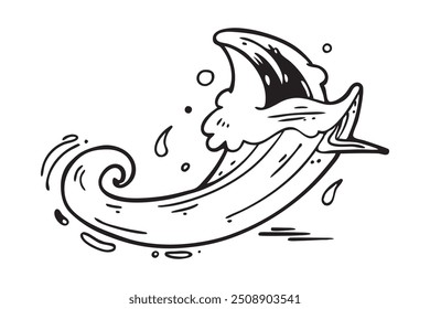 
Water flow wave doodle line art flat vector illustration