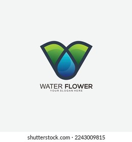 water flower design logo illustration icon