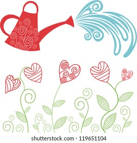 Water and flowers vector illustration