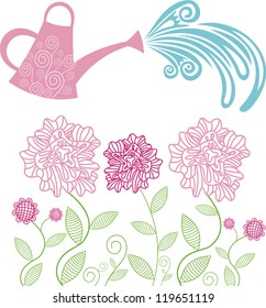 Water and flowers vector illustration