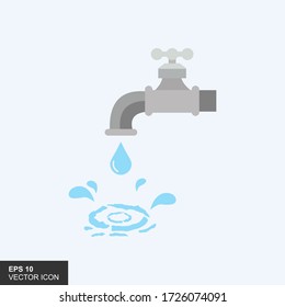 Water flowing from the faucet. Vector illustration