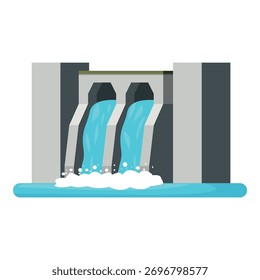 Agua que fluye a través de la presa hidroeléctrica, generando energía renovable