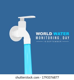 Water flows from the faucet vector illustration. Perfect template for water day.